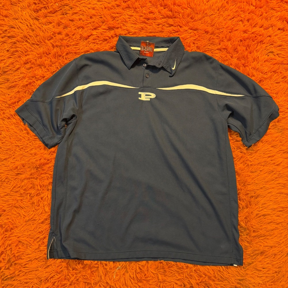Nike Team Purdue Boilermakers Polo Shirt Mens XXL Navy Blue Embroidered Swoosh